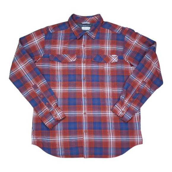Columbia Mens Long Sleeve Plaid Shirt L/G Back Vented Sun Protection Lightweight - Picture 13 of 13
